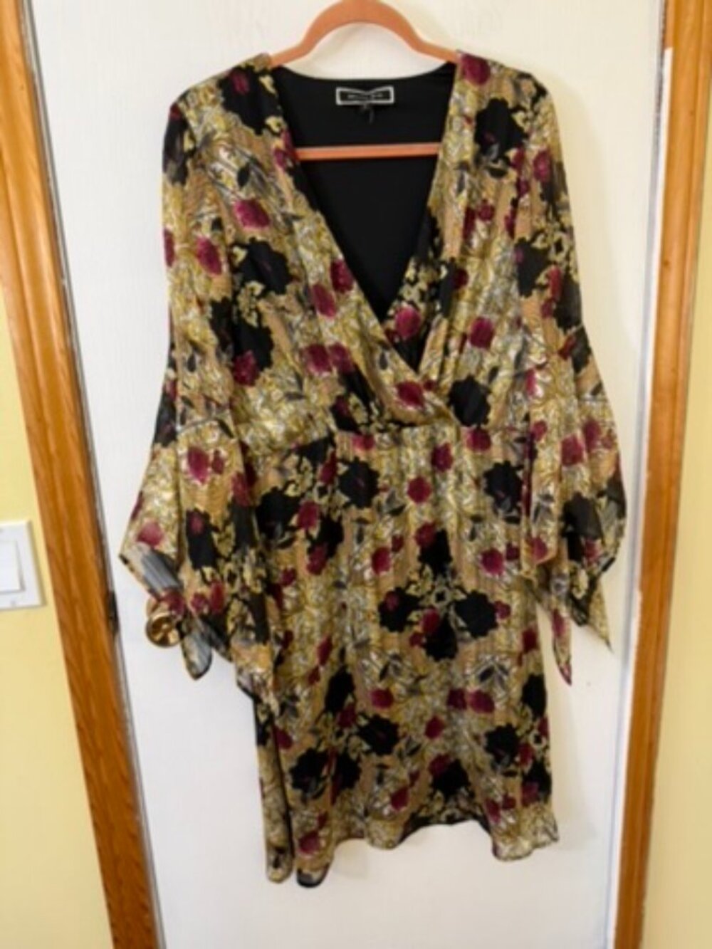 Melanie Lyne Baroque Rose Scarf Print Faux Wrap Dress Women's 8 - Picture 2 of 10